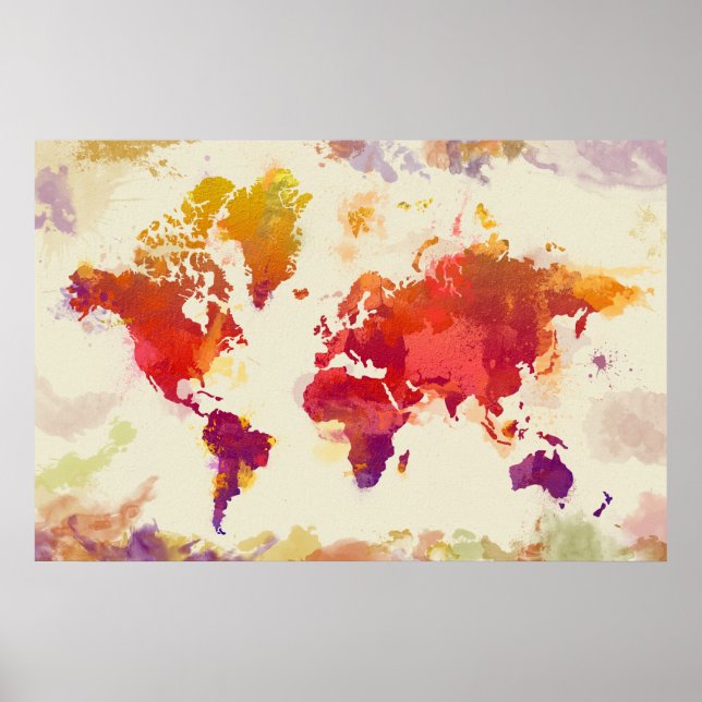 Affiches Watercolor Map (Devant)