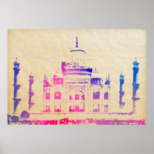AFFICHES WATERCOLOR TAJ MAHAL