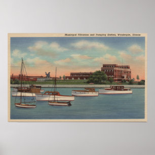Affiches Waukegan, IL - vue de station de pompage