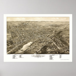 Affiches Waukesha, carte panoramique de WI - 1880
