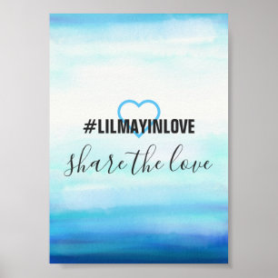 Affiches Waves Watercolor Blue Hashtag Cartes