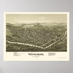 Affiches Waynesburg, carte panoramique de PA - 1897