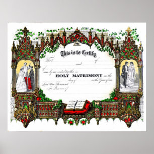 Affiches wedding certificate from 1877