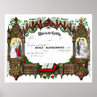 Affiches wedding certificate from 1877