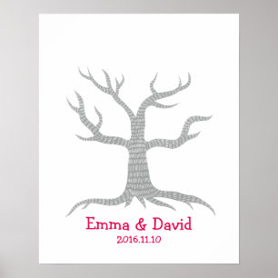 Affiches Wedding Fingerprint Tree Guestbook