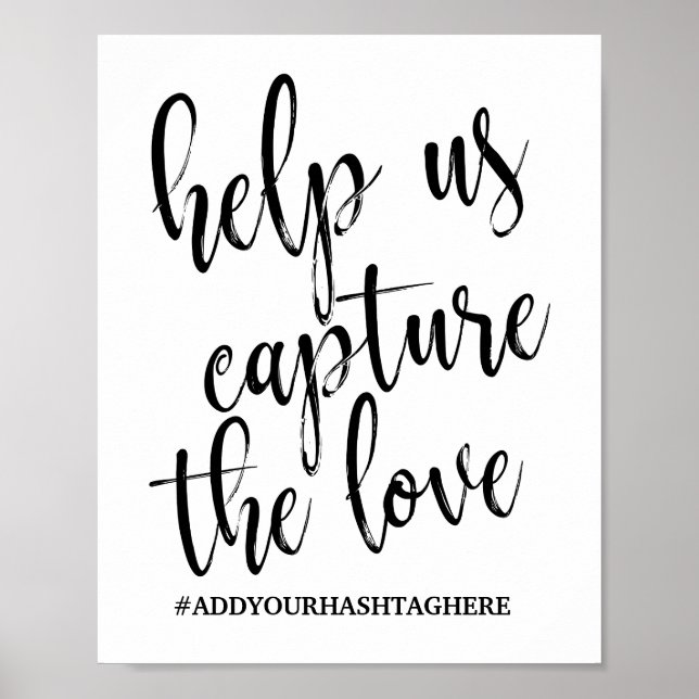 Affiches Wedding Hashtag Black and White 8x10 Sign (Devant)