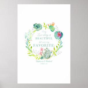 Affiches Wedding Reception Guest Book Cactus Succulent Art