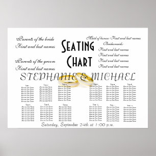 Affiches Wedding Seating Chart Peace Hope Love Destiny