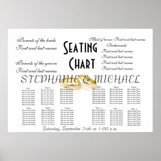 Affiches Wedding Seating Chart Peace Hope Love Destiny