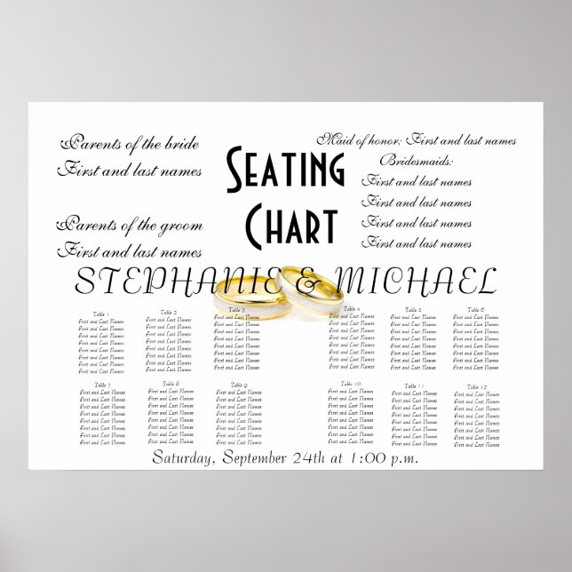 Affiches Wedding Seating Chart Peace Hope Love Destiny (Devant)