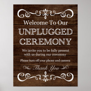 Affiches Wedding Sign – Unplugged Ceremony Rustic Wedding