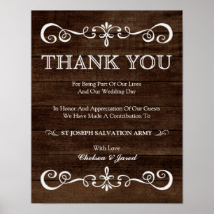 Affiches Wedding Sign – Wedding Donation Rustic Wedding Sig