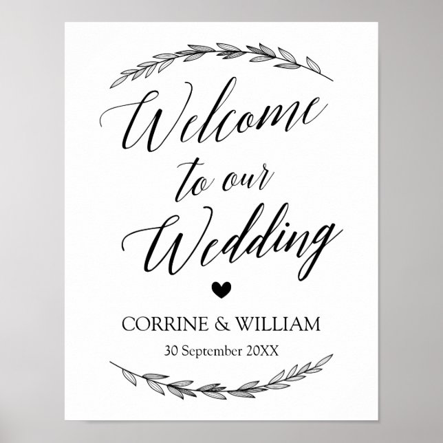 Affiches Wedding Sign – Wedding Welcome Laurel Wedding Sig (Devant)