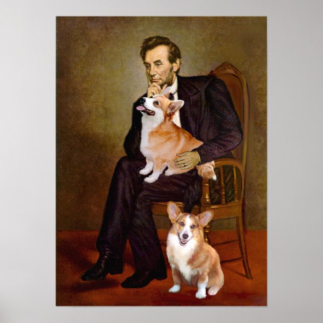 Affiches Welsh Corgis Pembroke - deux - Lincoln (Devant)
