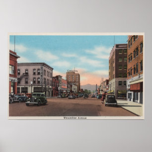 Affiches Wenatchee, VUE sur rue de Wenatchee Ave.