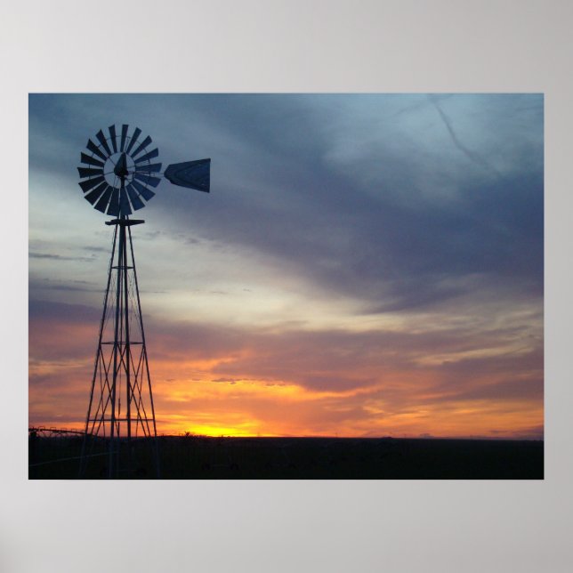 Affiches West Kansas Sunset et Windmill (Devant)