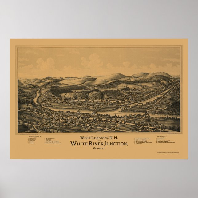 Affiches West Lebanon, NH Panoramic Map - 1889 (Devant)
