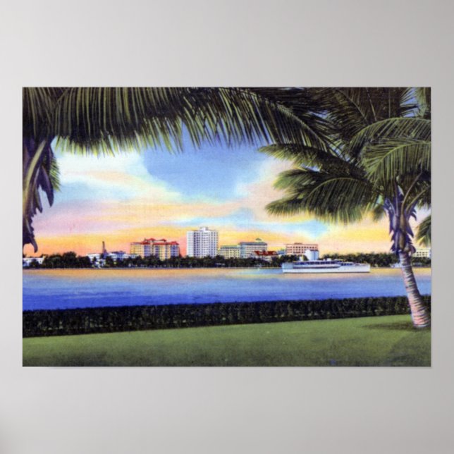 Affiches West Palm Beach Florida Skyline at Sunset (Devant)