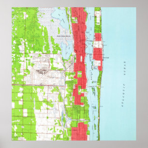Affiches West Palm Beach vintage et Palm Beach FL Map