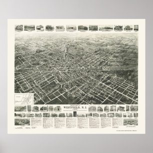 Affiches Westfield, carte panoramique de NJ - 1929