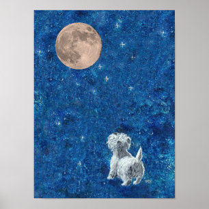 Affiches Westie et Pleine lune