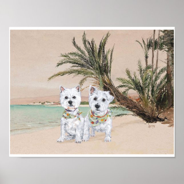 Affiches Westies sur une plage de Palmyre (Devant)