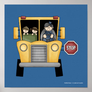 Affiches Whimiscal School Bus avec les enfants et le conduc