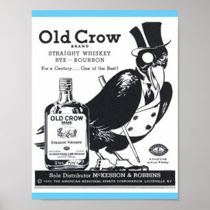 Affiches Whiskey droit de vieille corneille vintage, Rye,