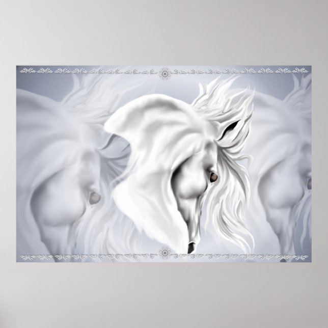 Affiches White Horse Head Print (Devant)