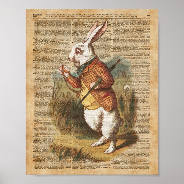 Affiches White Rabbit Alice au Pays des merveilles Art Vint (Devant)