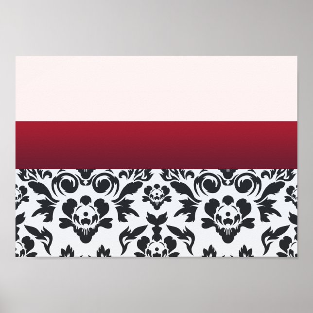 Affiches White Red Damask cadeau spécial (Devant)