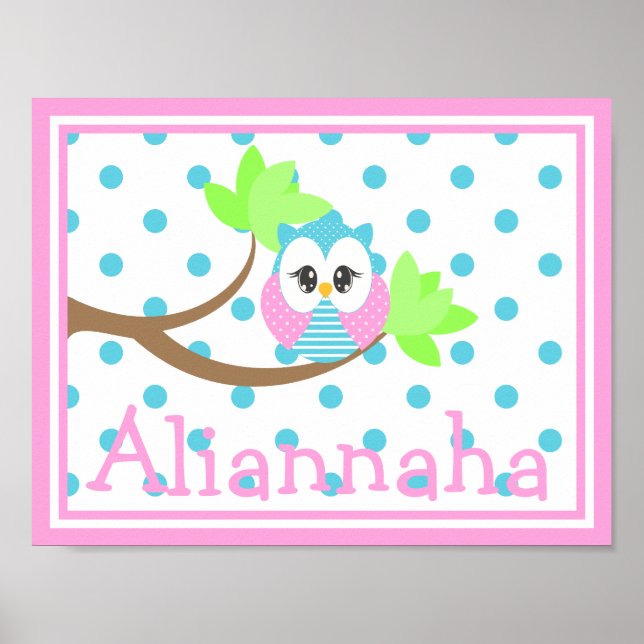 Affiches Widdle Owl Custom Name Print 3 (Devant)