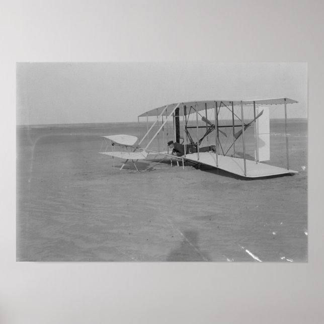 Affiches Wilbur Wright dans l'avion endommagé après (Devant)