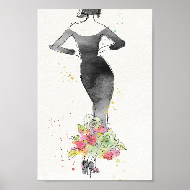 Affiches Wild Apple | Chic Floral Dress Sketch (Devant)
