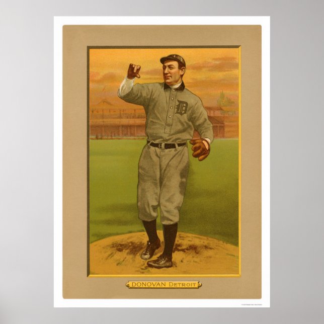 Affiches Wild Bill Donovan Tigers Baseball 1911 (Devant)