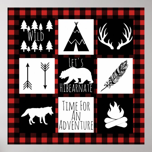 Affiches Wilderness rustique & Animaux Buffalo Check Plaid (Devant)