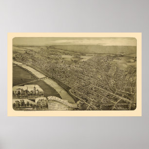 Affiches Wilkes-Barre, PA Carte panoramique - 1889
