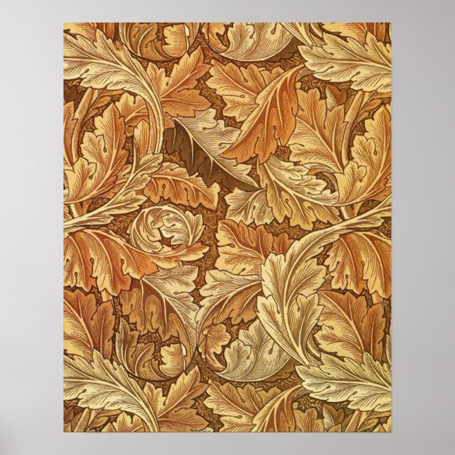 Affiches William Morris Acanthus Brun Feuilles d'Automne (Devant)
