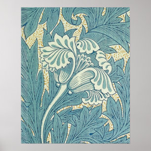 Affiches William Morris Classique Tulipe Bleu Floral