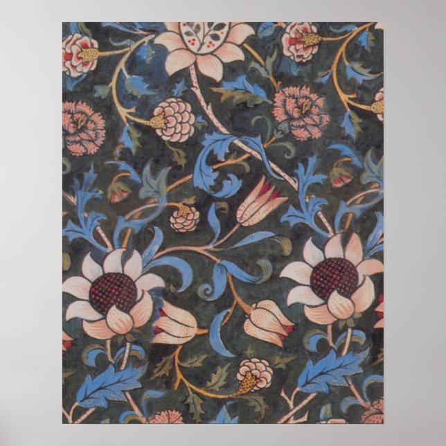 Affiches William Morris Evenlode Textile Floral Art (Devant)