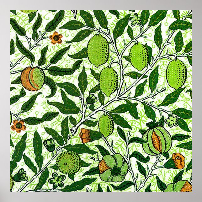 Affiches William Morris Fruit exotique, Vert citron vert (Devant)
