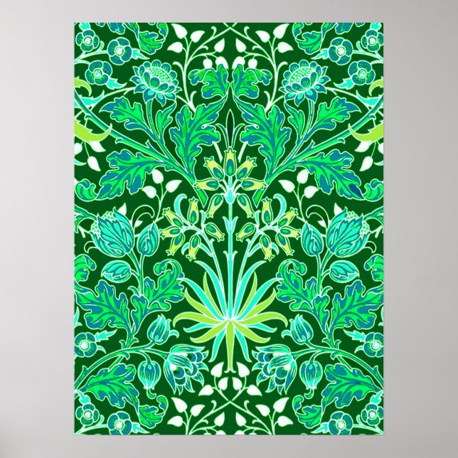 Affiches William Morris Hyacinth Imprimer, Emerald Green (Devant)
