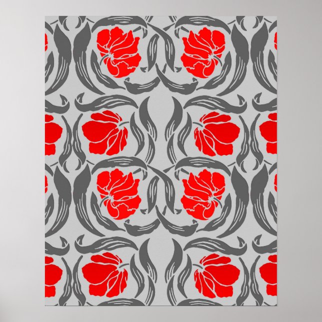 Affiches William Morris Pimpernel, Silver Grey et Red (Devant)