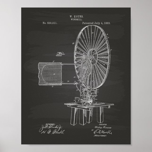 Affiches Windmill 1893 Patent Art Chalkboard (Devant)