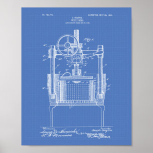 Affiches Wine Press 1903 Patent Art Blueprint