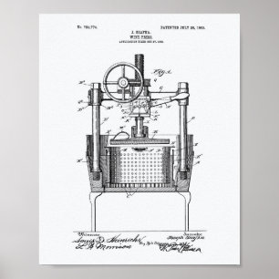 Affiches Wine Press 1903 Patent Art White Paper