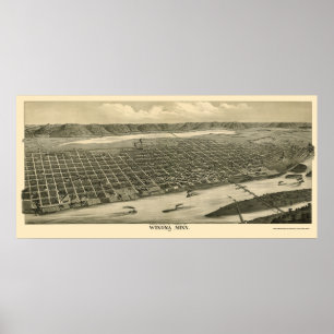 Affiches Winona, carte panoramique de manganèse - 1889