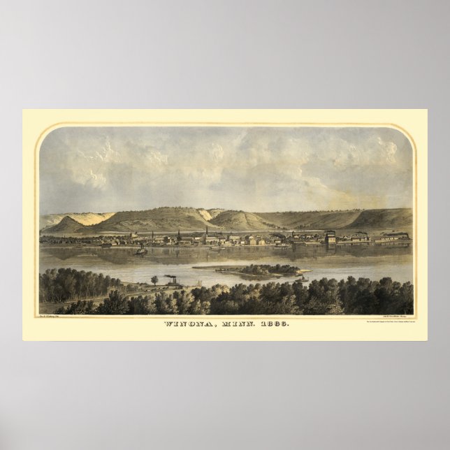 Affiches Winona County, MN Carte panoramique - 1867 (Devant)