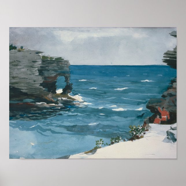 Affiches Winslow Homer - Rocky Shore, Bermudes (Devant)