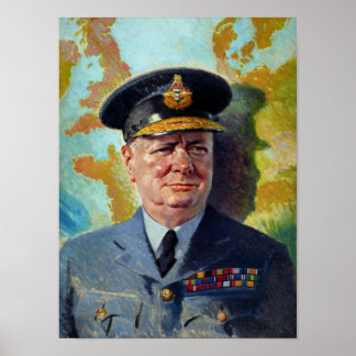 Affiches Winston Churchill En Peinture Uniforme